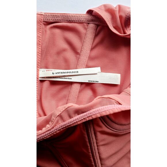 Anthropologie Mesh Corset Top, Hook and Eye Closures  Pink Sz M. New - Picture 10 of 11